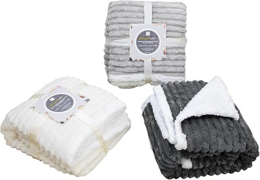 Waterproof Pet Blanket Soft Calming Dog Blanket Cozy Sherpa Fleece Blanket Reversible Furniture Protector Cover for Small Medium Large Dogs Cats Machine Washable, Cream 35x25 in