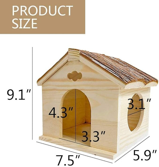 Hamiledyi Ex-Large Hamster Wooden House Natural Syrian Hamster Handcrafted Hideout Hut for Rat Mice Mouse Hedgehog Sugar Gliders