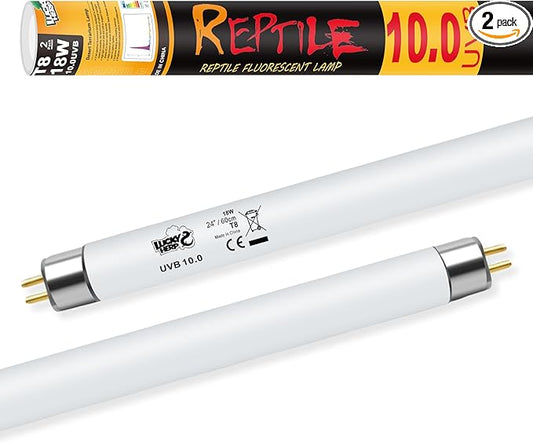 LUCKY HERP T8 18W UVB 10.0 Reptile Light, UVA UVB Reptile Light Bulb 2 Pack, Fluorescent Lamp for Reptiles Amphibians Lizards Chameleons