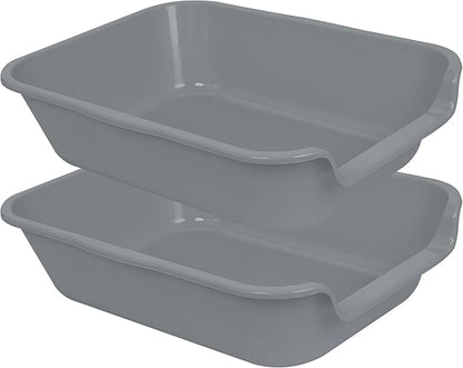 2 Pack Extra Large Dog Litter Box Pan Tray (ABS Material), Low Entry Jumbo Senior Litter Boxes for Multiple Kitten Big Cats, Pet Safe Indoor Dog Potty (Dark Gray, 20" L x 15" W)