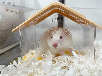 TUTU&LELE Hamster Hideout, Tiny House Nest, Starry Sky Habitat, Plush Cushion Bed for Dwarf Hamsters, Mice, Gerbils to Play, Sleep and Rest (Coffee)