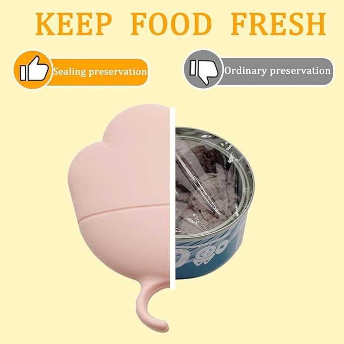 3 Pcs Cat Food Can Lids & One Opener | Cute Paw Shape Can Covers and Opener Spatula Cat Spoons for Wet Food | Universal BPA Free Silicone Spoon & Covers for Dog Cat Cans(Pink)