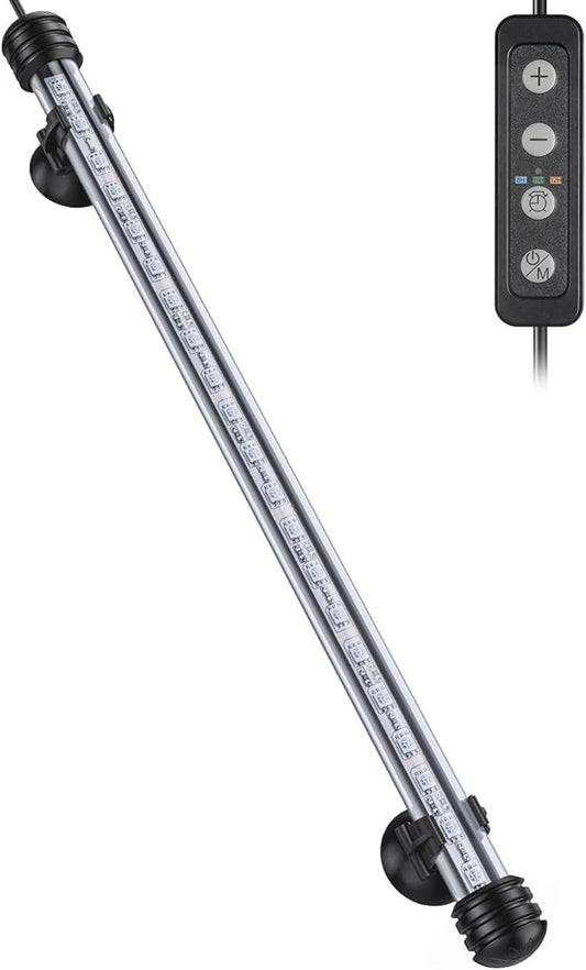 Pawfly 4.2 W Aquarium LED Light 15.2 Inch Underwater Fish Tank Light with Timer Auto On/Off Fish Tank Background Lights with 8 Lighting Modes Submersible Multi-Colored Tube Lights for Decoration