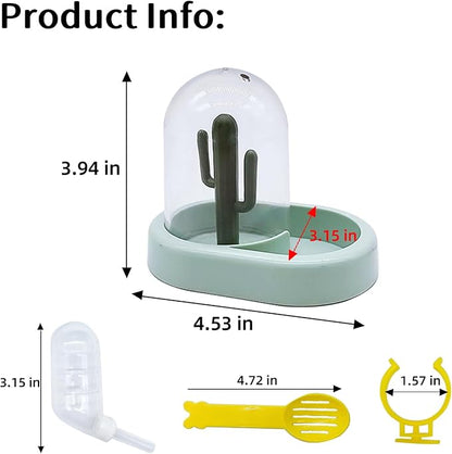 Hamiledyi Automatic Hamster Feeder Rat Food Dispenser Bowl with Water Bottle Food Dish Bowl for Dwarf Hamster Mouse Gerbils (Green)