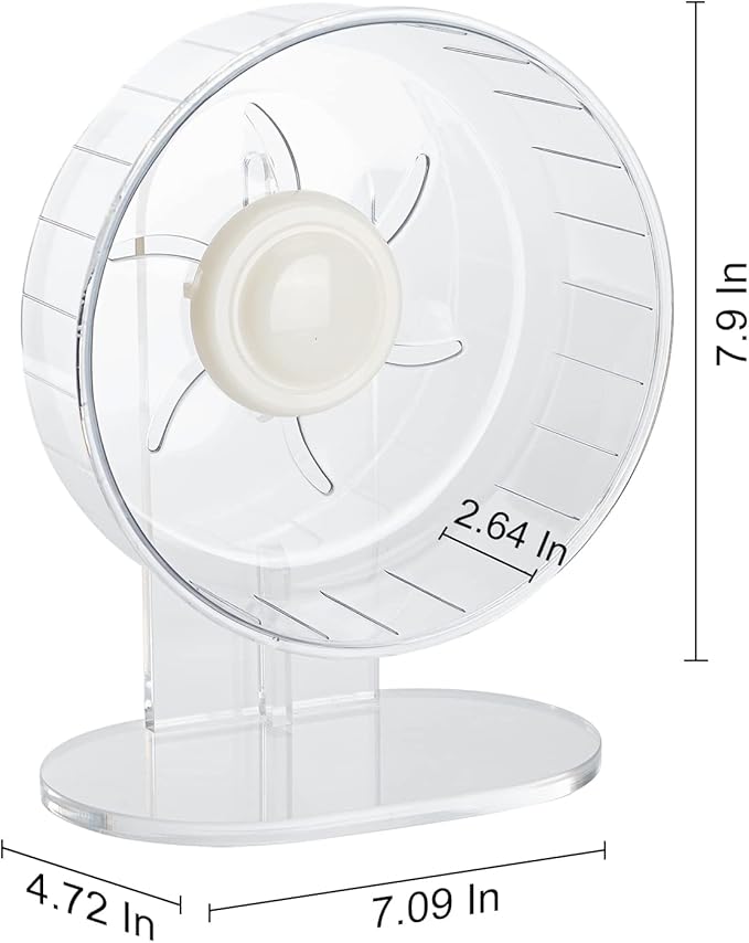 Silent Hamster Exercise Wheel - Hamster Toys Cages Accessories 7.9 Inch Running Spinner with Adjustable Stand Quite Runner for Small Animal Pet Gerbil Dwarf Syrian Hedgehog Rat Mouse Mice