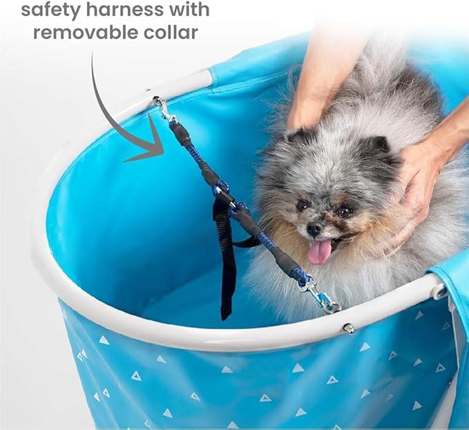 Little Dipper Dog Bath Tub and Wash Station for Bathing Shower and Grooming, Elevated Foldable and Portable, Indoor and Outdoor, for Small and Medium Size Dogs, Cats and Other Pet (Blue)