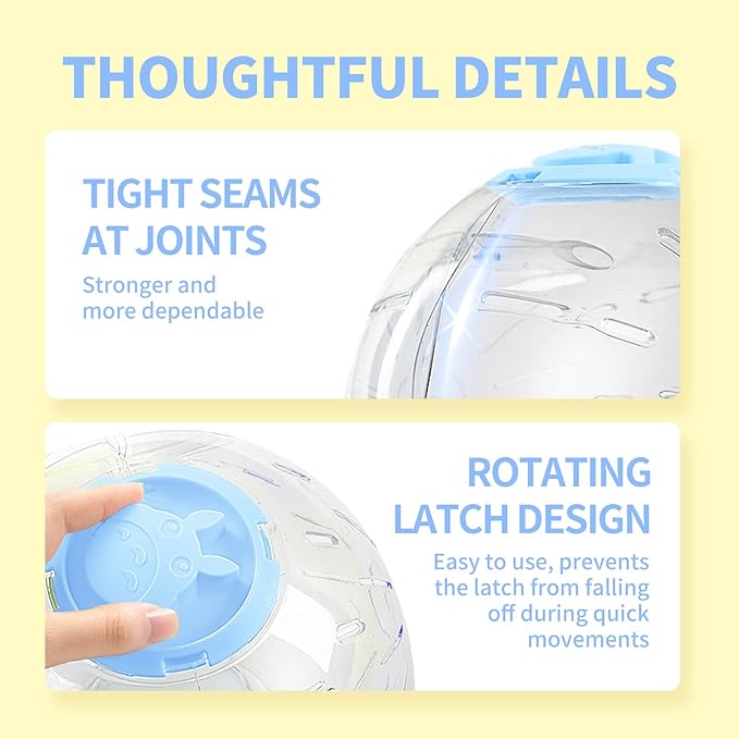 7.9 inch Hamster Ball, Exercise Toys, Running Ball, Clear Plastic Balls, Large Space, Easy to Clean, Hamster Cage Accessories, for Small and Medium Hamsters, Syrian Dwarf Hamster, Blue