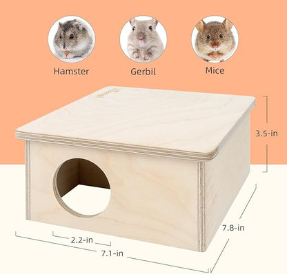 Niteangel Birch Chamber-Maze Hamster Hideout - Small Pets Woodland House Habitats Decor for Hamster Mice Gerbils Mouse