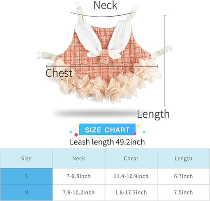 Bunny Rabbit Ferret Harness and Leash Set, Bunny Clothes for Rabbits, Small Animal Guinea Pig Dress Clothes for Kitten Ferret Chihuahua Puppy Mini Dog and Small Animals Harnesses (S, Orange)