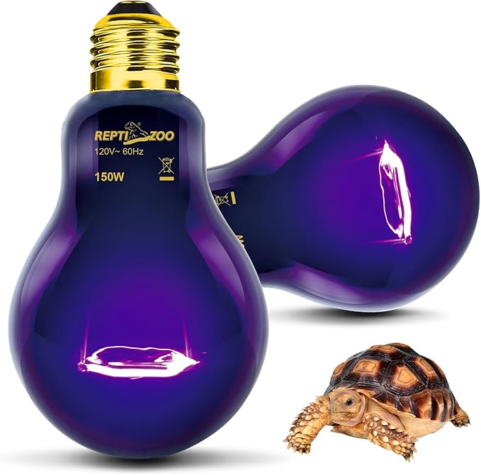 REPTI ZOO 2PCS Reptile Heat Lamp, 150W Night Heat Bulb Moonlight Bulb Purple Infrared Heating Lamp Simulate Natural Moonlight Night Heat Bulb for Reptile Amphibian