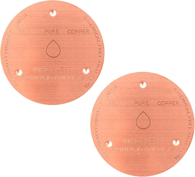 LUPING 2PCS Bird Bath Copper Disk, 99.99% Pure Copper Disk with Triple Point Support for All Season Long Outdoor Birdbaths Water Features Fountains Cleaning