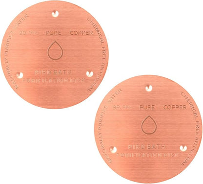 LUPING 2PCS Bird Bath Copper Disk, 99.99% Pure Copper Disk with Triple Point Support for All Season Long Outdoor Birdbaths Water Features Fountains Cleaning