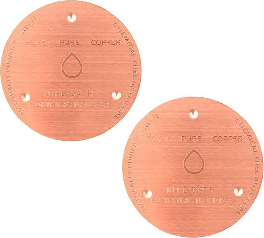 LUPING 2PCS Bird Bath Copper Disk, 99.99% Pure Copper Disk with Triple Point Support for All Season Long Outdoor Birdbaths Water Features Fountains Cleaning