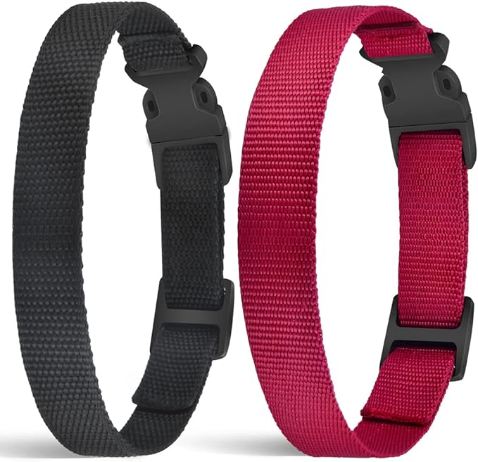 PetJoy Reflective Nylon Dog Collars, Replacement Collar for Shock Collar, Adjustable Classic Dog Collar Strap for Small Medium Large Dogs (Black & Red)