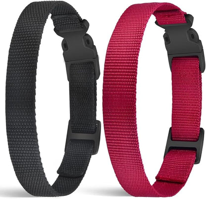 PetJoy Reflective Nylon Dog Collars, Replacement Collar for Shock Collar, Adjustable Classic Dog Collar Strap for Small Medium Large Dogs (Black & Red)