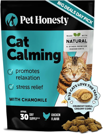 Calming Chews for Cats - Cat Anxiety Relief + Helps Reduce Stress - Behavioral Support & Promotes Relaxation for Travel, Boarding, Vet Visits, Separation Anxiety - Chicken (30-Day Supply)