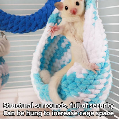 5Pcs Hamster Cage Hammock Small Animals Hanging Hammocks with Squirrel Cages Accessories Hang Tunnel Swing for Sugar Glider Toys Rat Swing Jungle Set Plush Hamsters Warm Beds (Pink)