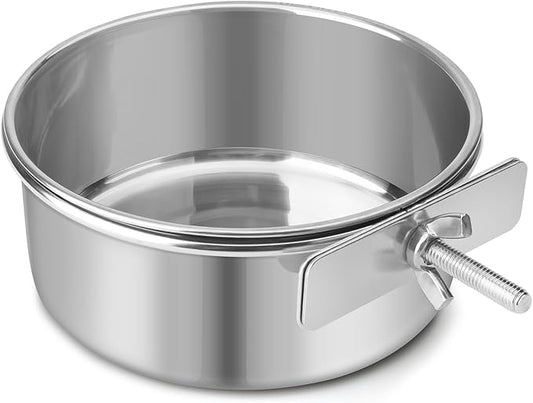 Dog Bowl Stainless Steel Pet Hanging Food Water Bowl Cage Feeding Cup Feeder for Dogs Cats Rabbits Birds Small Animal (Medium)