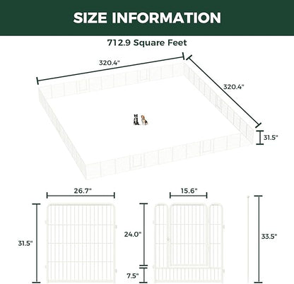 FXW Rollick Unleashed Dog Playpen for Indoor, Yard, RV Camping, 32 inch 48 Panels for Small and Medium Dogs, White│Patented