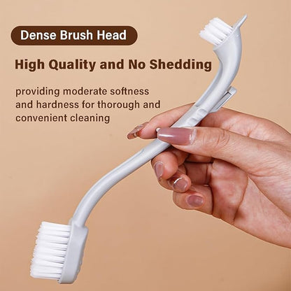 MANON ROSA Bird Cage Cleaner with Two Brush Heads Long Handle Tool for Cleaning Bird Parrot Cages Kennels Perches