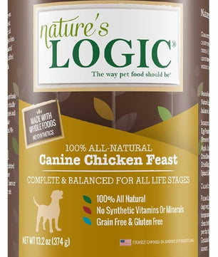Nature's Logic Grain-Free Canned Dog Food - 95% Animal Proteins - 100% Natural Wet Dog Food Cans - No Common Allergens - All Life Stages - Ideal for Sensitive Dogs - Chicken (13.2 oz, 12 pack)