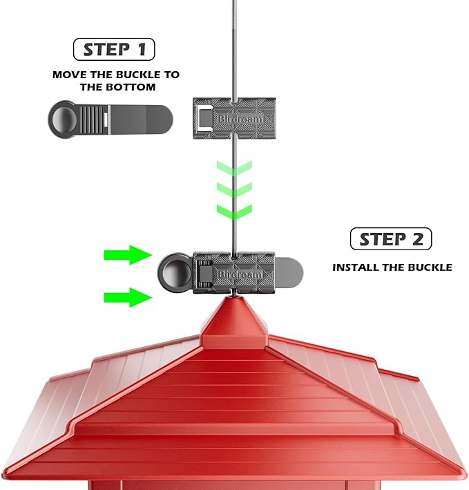 Birdream Bird Feeders for Outdoors Hanging, Classic Courtyard Design Fun Assembly 3.5LB Large Bird Feeder, Attracting Wild Birds Cardinals Goldfinches Sparrows - Red