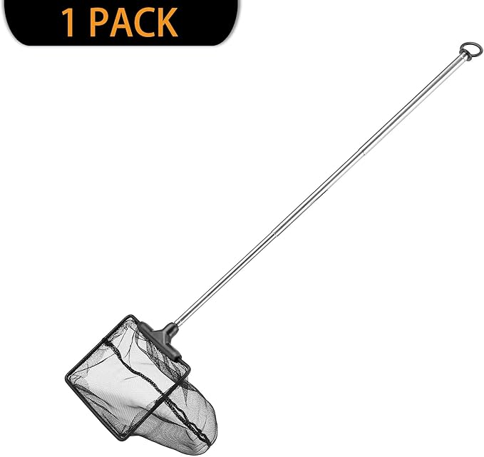 Aquarium Net with Extendable Stainless Steel Long Handle, Fine Mesh for Fish Tank