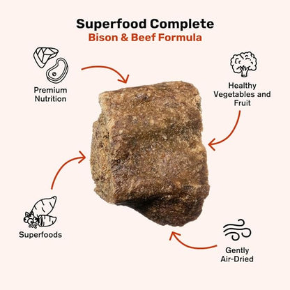 Superfood Complete, Air-Dried Adult Dog Food - High Protein, Zero Fillers, Superfood Nutrition by Katherine Heigl (24 oz, Beef & Bison Formula)