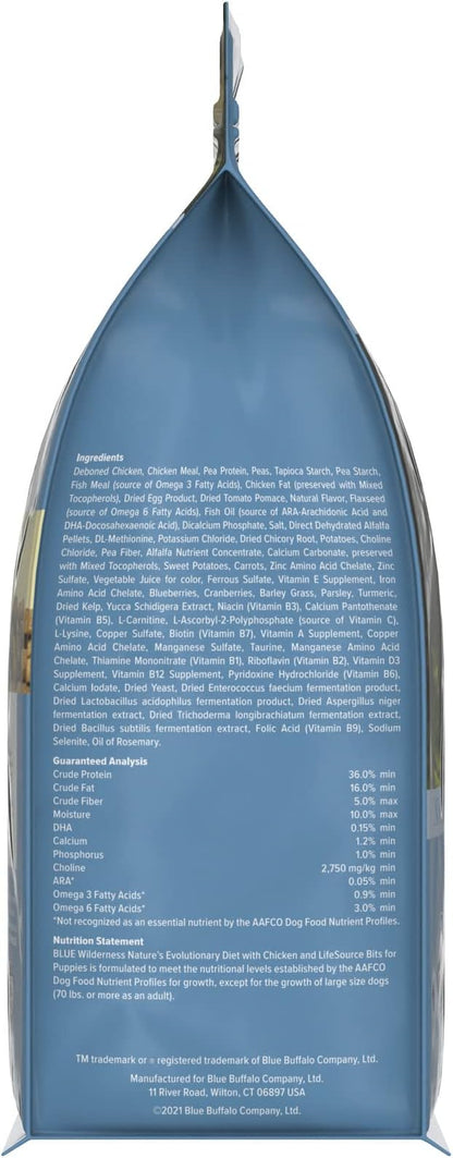 Blue Buffalo Wilderness Puppy High-Protein Dry Dog Food with Real Chicken, Grain-Free, Made in the USA with Natural Ingredients, Chicken, 4.5-lb Bag
