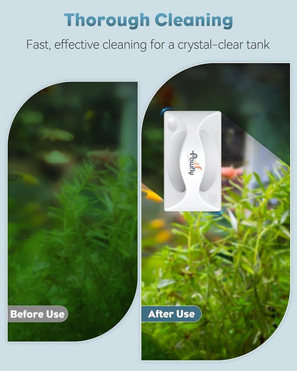 Pawfly 4" Mini Aquarium Magnet Glass Cleaner, Magnetic Fish Tank Cleaner for Glass Aquariums, Strong Magnetic Brush Cleaning Tool for Glass Fish Tanks up to 40 Gallons