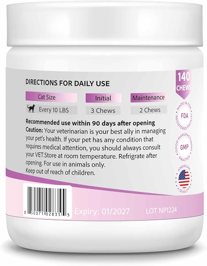 Cat Calming Treats – 140 Chews | Anxiety & Stress Relief | Anti-Aggression Support | Cat Relaxer for Anxiety | Melatonin for Cats | Calming Care Chewable