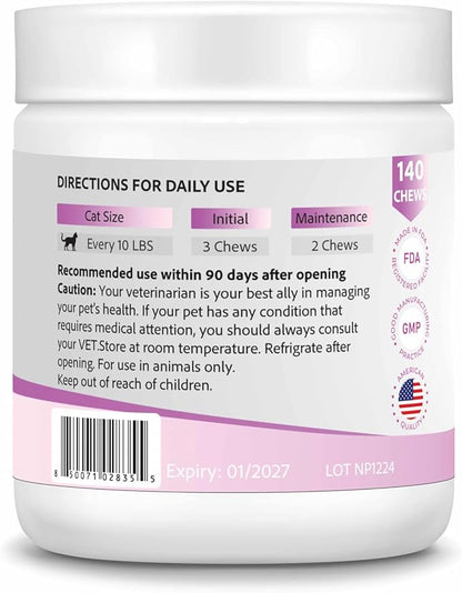 Cat Calming Treats – 140 Chews | Anxiety & Stress Relief | Anti-Aggression Support | Cat Relaxer for Anxiety | Melatonin for Cats | Calming Care Chewable