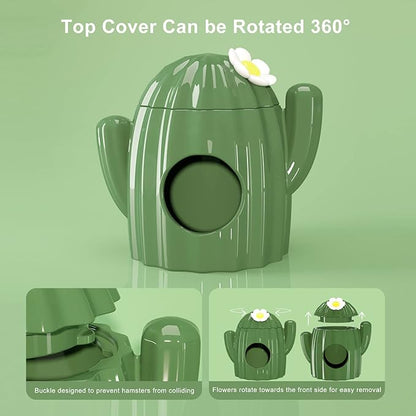 BUCATSTATE Hamster Hideout Ceramic - Cactus Shape Hamster House and Habitats Cool Bed Ideal for Summer Dwarf Hamster Gerbil Mice Golden Bear (Green-Large)