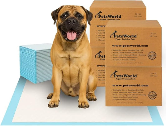 PETSWORLD 2XL Puppy Pads, 28x44 Inch, 400 Count| Ultra-Absorbent, Leak-Proof Dog Pee Pads for Potty Training