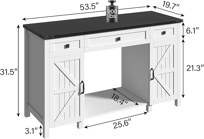 Farmhouse 55-75 Gallon Fish Tank Stand with Power Outlet, Aquarium Stand with 2 Drawers and Adjustable Shelves, Heavy Duty Reptile Tank Stand for 2 Fish Tank/Turtle Tank/Reptile Terrarium