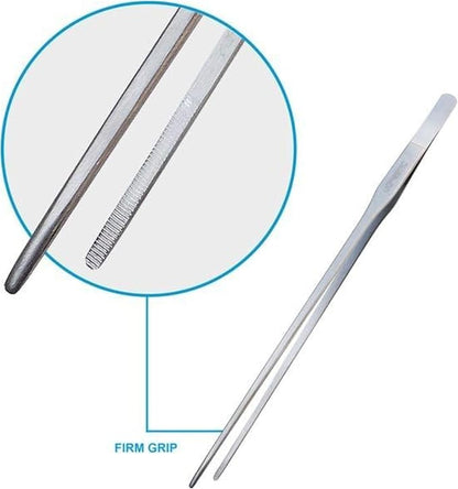2 Pcs 10.6 Inches Heavy Duty Reptile Feeding Tongs, Long Aquarium Tweezers, Straight and Curved Long Tweezers for Aquarium and Terrarium