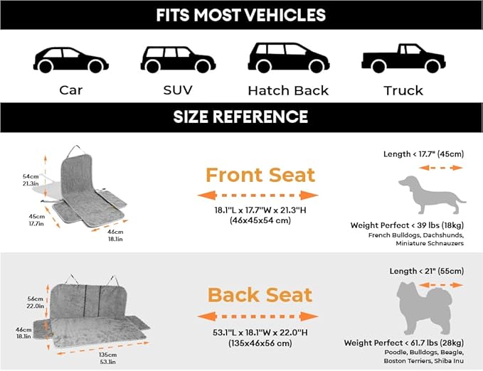 FUNNYFUZZY Chenille Dog Car Seat Cover for Front Seat,Waterproof, Scratchproof Car Seat Protector for Dogs Nonslip,Pet Seat Covers for Cars,Trucks and SUVs,Single Seat,Grey(18.1"Lx 17.7"W x 21.3"H)