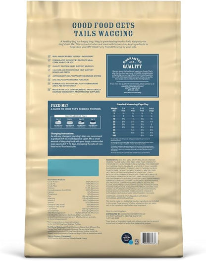 Amazon Brand - Wag Adult Premium Nutrition Dry Dog Food, Supports Stomach and Skin Health, Beef and Brown Rice, 30 lb Bag