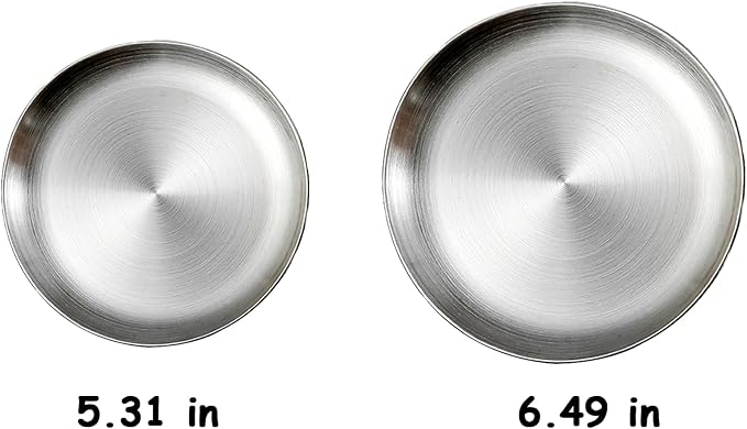 Stainless Steel Cat Dish Shallow Bowls Whisker Fatigue Cat Metal Plate with Non-Slip Pads for Wet Food Puppies Cats Kittens (2 PCS, 5.31 inch)