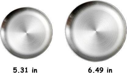 Stainless Steel Cat Dish Shallow Bowls Whisker Fatigue Cat Metal Plate with Non-Slip Pads for Wet Food Puppies Cats Kittens (4 PCS, 5.31 inch)
