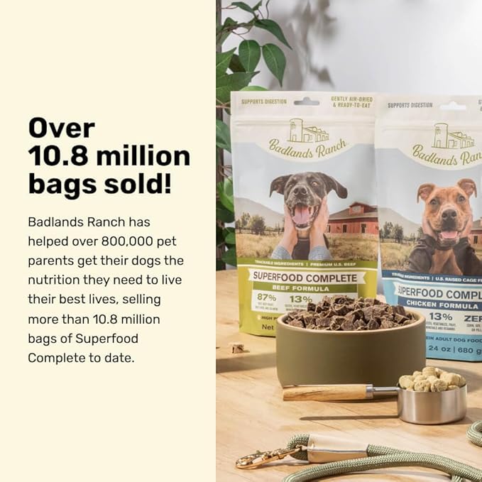 by Katherine Heigl- Superfood Complete, Air-Dried Adult Dog Food - High Protein, Zero Fillers, Superfood Nutrition (24 Ounce (Pack of 4), Beef)