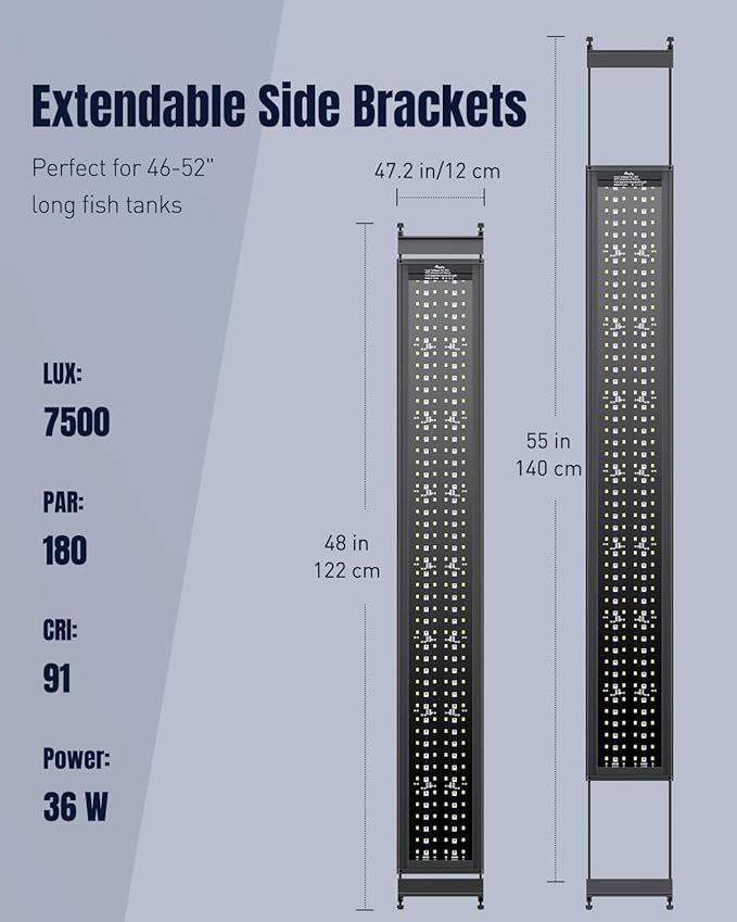Pawfly Aquarium Light for Plants, 36 W Fish Tanks Light, Full Spectrum Aquarium Lights, 24/7 LED Aquarium Light with Timer & Adjustable Brightness, Fishes Lamp for 16"-22" Tanks