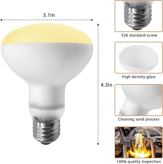 Reptile Heat Lamp Bulbs, 2-Packs 75W 3000H Heat Bulb with E26 Socket, UVA Basking Light for Bearded Dragons/Lizards/Turtles/Geckos/Snakes/Chameleons with Natural Sunlight Simulation