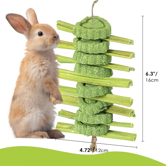 60pcs DIY Rabbit Toys for Bunnies Boredom,Rabbit Toy for Bunnies Boredom Bunny Toys for Teeth, Timothy Stick, Apple Sticks, Sweet Bamboo, for Guinea Pig, Hamster, Chinchilla, Rat, Small Animals