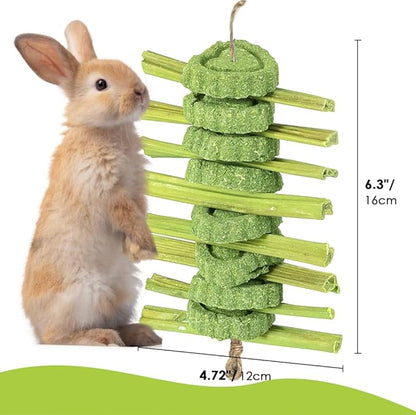 60pcs DIY Rabbit Toys for Bunnies Boredom,Rabbit Toy for Bunnies Boredom Bunny Toys for Teeth, Timothy Stick, Apple Sticks, Sweet Bamboo, for Guinea Pig, Hamster, Chinchilla, Rat, Small Animals