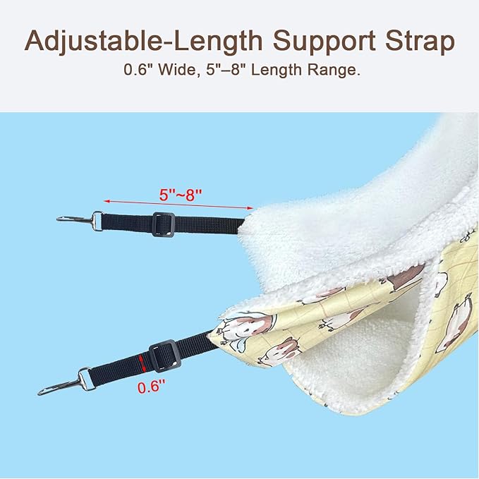 LUCKITTY Small Pet Hammock & Tunnel Set for Ferrets, Guinea Pigs, Rats - Plush Hideout Bed & Cage Toy, 2-Pack, Yellow Guinea Pig Print