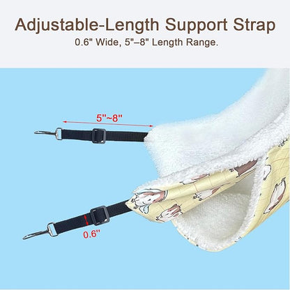 LUCKITTY Small Pet Hammock & Tunnel Set for Ferrets, Guinea Pigs, Rats - Plush Hideout Bed & Cage Toy, 2-Pack, Yellow Guinea Pig Print