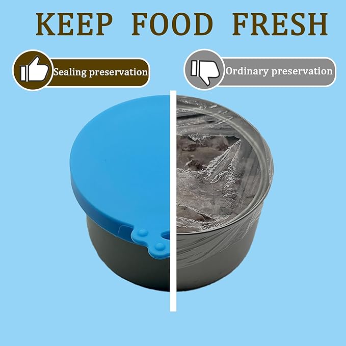 Pet Can Opener & 3 Pcs Cat Food Can Lids | Universal BPA Free Silicone Covers & Multi-Function Wet Food Spoon for Cat and Dog Food(Blue)
