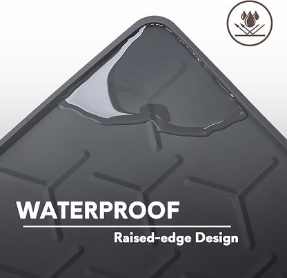 Cat Litter Box Mat, Silicone Kitty Litter Mat, 24" X 16" Waterproof Silicone Pad for Floor, Dark Gray