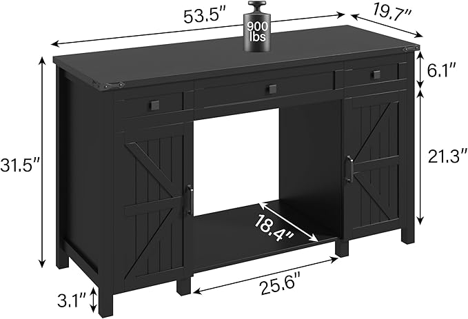 Farmhouse 55-75 Gallon Fish Tank Stand with Power Outlet, Aquarium Stand with 2 Drawers and Adjustable Shelves, Heavy Duty Reptile Tank Stand for 2 Fish Tank/Turtle Tank/Reptile Terrarium